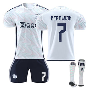 Ajax Away Jersey BERGWIJN #7 Soccer Jersey Kids Adult 3-Pieces Jersey Kits