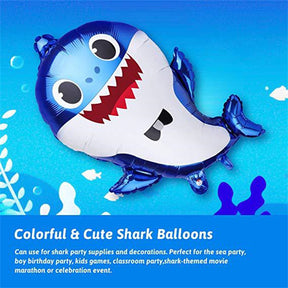 15Pcs 25 inch Cute Shark Balloon Helium Shark Family Balloons for Baby Shark Birthday Part