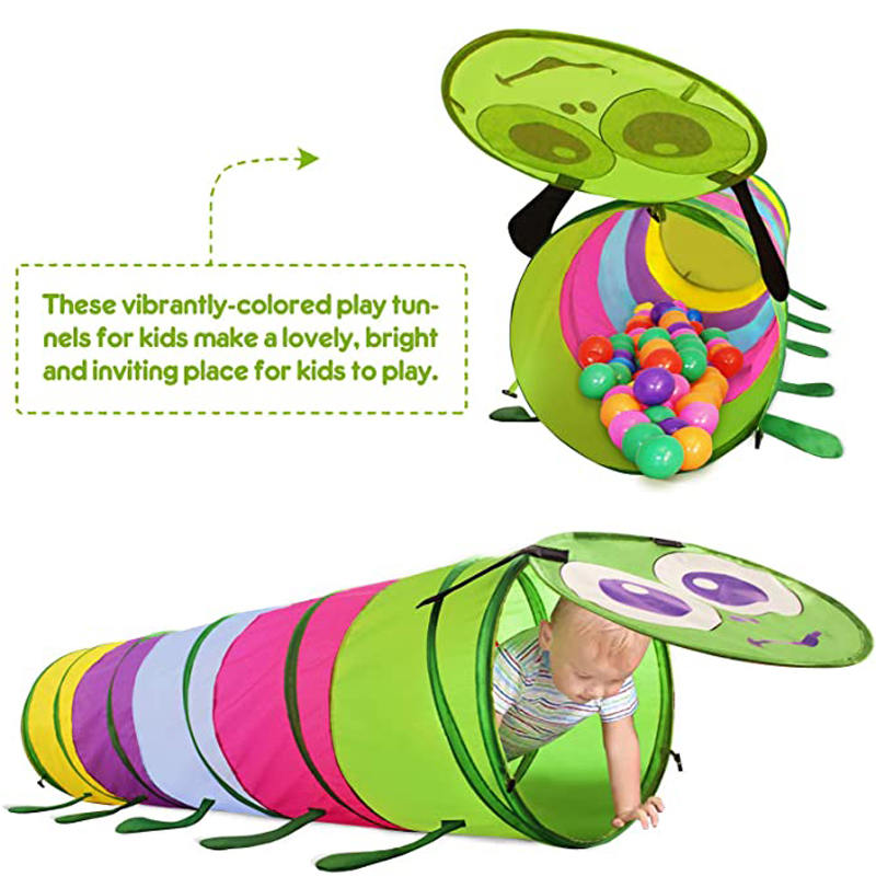 Kids Tunnel Pop Up Crawl Through Toy for Boys Girls Indoor Crawl Toy-Caterpillar