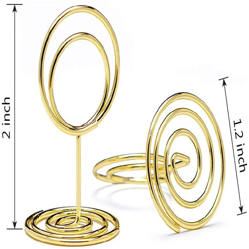 20 Pieces Mini Place Card Holders Table Number Stand Table Card Holder Wire Table Picture Photo Holder-Gold-ring Shaped