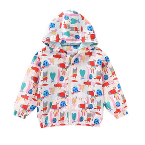 Girls Rain Jackets Lightweight Hooded Cotton Raincoats Windbreakers for Kids-WhiteSnail