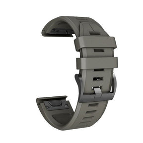 22mm 26mm Sport Silicone Watchband For Garmin Fenix  5Plus/5X Plus Easy Fit Quick Release Starp Black Steel Buckle-Army Green