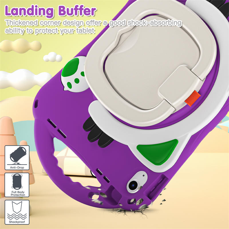 Cat Tablet Case For iPad 10th Kids Friendly with Handle Stand-Purple