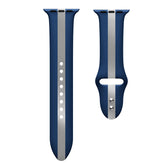 Soft Silicone Watch Bands Pattern Printed Band for iWatch Series6/5/4/3/2/1/SE-BlueSilver