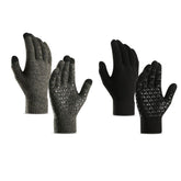 WIWU Winter Man Gloves Upgraded Touch Screen Anti-Slip Silicone Gel Elastic Cuff Thermal-Black+Gray-DZ32