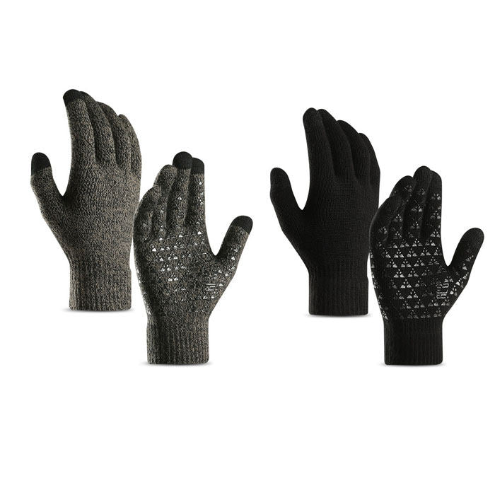 WIWU Winter Man Gloves Upgraded Touch Screen Anti-Slip Silicone Gel Elastic Cuff Thermal-Black+Gray-DZ32