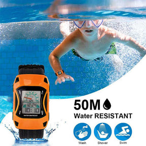 Kids Waterproof Sports Watches Digital LED Car Shape Watches-Orange