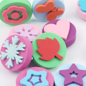 24 Pcs Kids Early Learning Cartoon DIY Sponge Round Stamps Tool Set