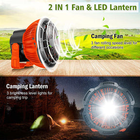 Protable Camping Fan for Tents with LED Light Remote Control Power Bank for Outdoors