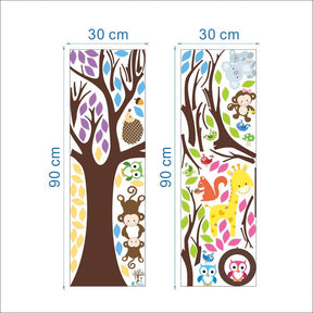 Removable Creative Brown Tree Cartoon Monkey Owls Koala Home Art Decor Wall Stickers for Kids Room