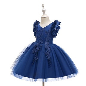 Princess Flower Girl Lace Dress Pageant Kids Christmas Party Dresses-Royal Blue