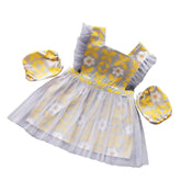 Girls Princess Dress Apron with Sleeves Covers for Cooking Painting-Bright Yellow Flowers