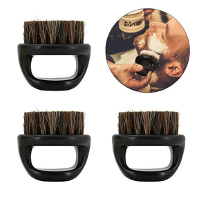 3Pcs Round Shape Beard Brushes with Handle for Men Beard Styling-Black