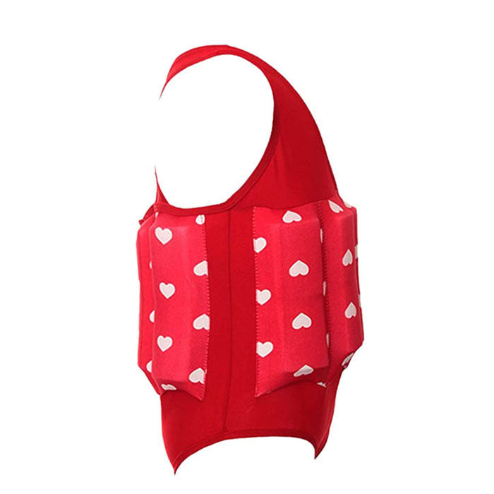 Kids Removable Floatation Swimsuit Baby Float Suit Swim Vest One Piece Swimwear-Red Heart