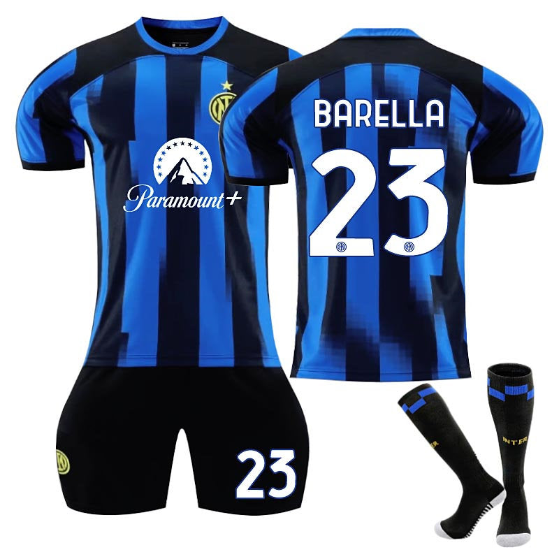 INTER Home Jersey BARELLA #23 Soccer Jersey Kids Adult 3-Pieces Jersey Kits