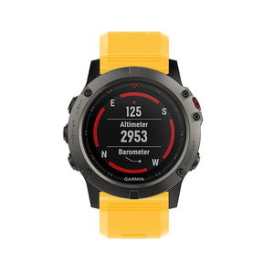 26mm Strap For Garmin Fenix 5X/5X Plus/3/3 HR/6X/6X Pro Watchband Quick Release Easy Fit Silicone Bands Silver Buckle-Yellow
