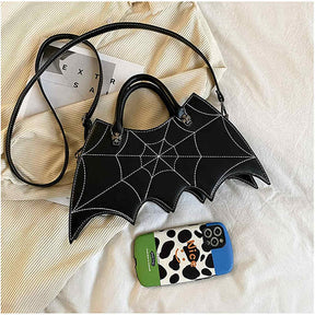 Women Novelty Bat Shoulder Bag Fashion Halloween Handbags-Black