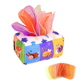 Baby Tissue Box Toy Crinkle Paper Sensory Silk Scarves Toys for 0-3 Year Old Kids-AnimalA