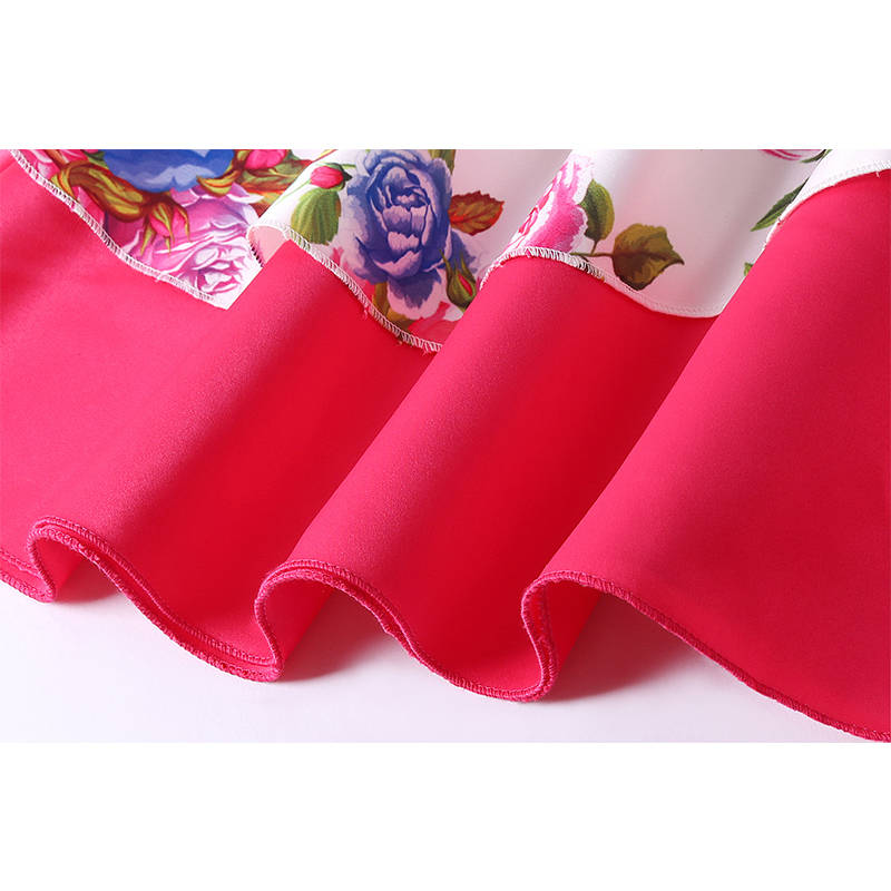 Girls Sleeveless Dresses Flower Girl Wedding Dress Elegant Floral Dress-Rose Red