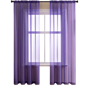 2 Panels Sheer Voile Rod Pocket Elegance Curtains for Living Room Bedroom-41