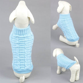 Pet Clothing Knitted Turtleneck Sweater for Dogs Cats-SkyBlue