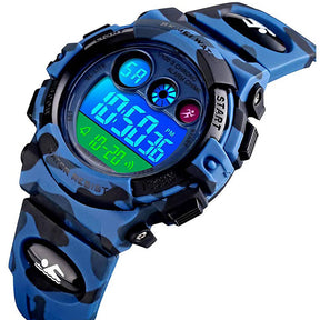 Kids Digital Sport Watches Outdoor Shockproof Military Child Watch-DarkBlue