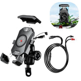 Anti-Theft Motorcycle Wireless Phone Mount Charger Works with 12V/24V Vehicle-Rearview Mirror
