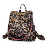 Fashion Backpack Multipurpose Print Leather Travel Shoulder Bag-Leopard Brown