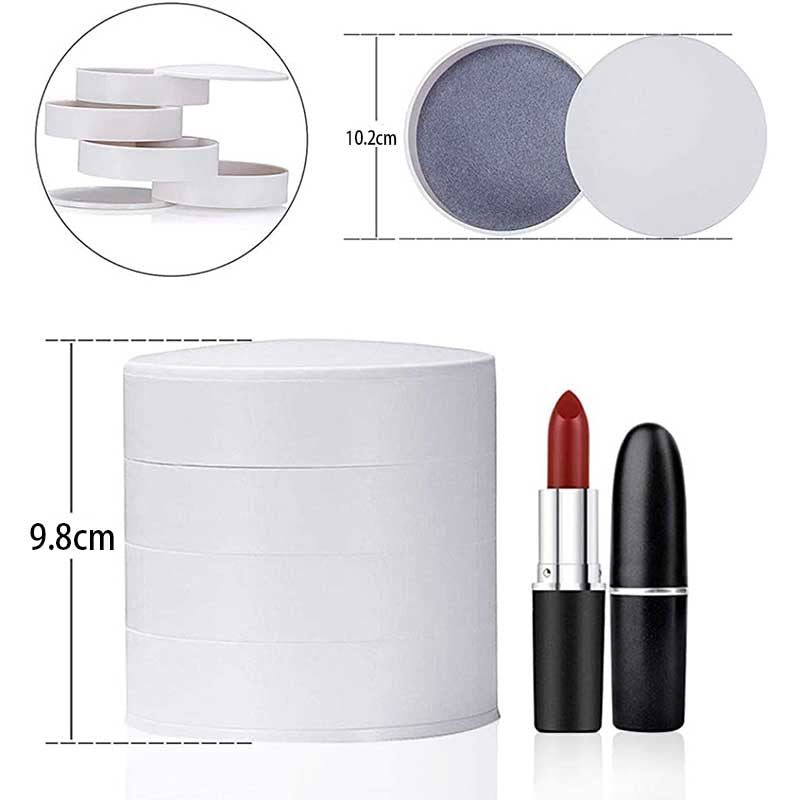 Earring Holder Simple 4-Layer Rotating Travel Jewelry Box-White