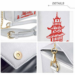 Fashion Crossbody Bag Chinese Takeout Box Style Clutch Bag for Girl-Silver