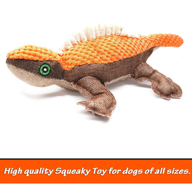 27cm Durable Dog Lizard Toys for Aggressive Chewers Pet Squeaky Plush Toys-Orange