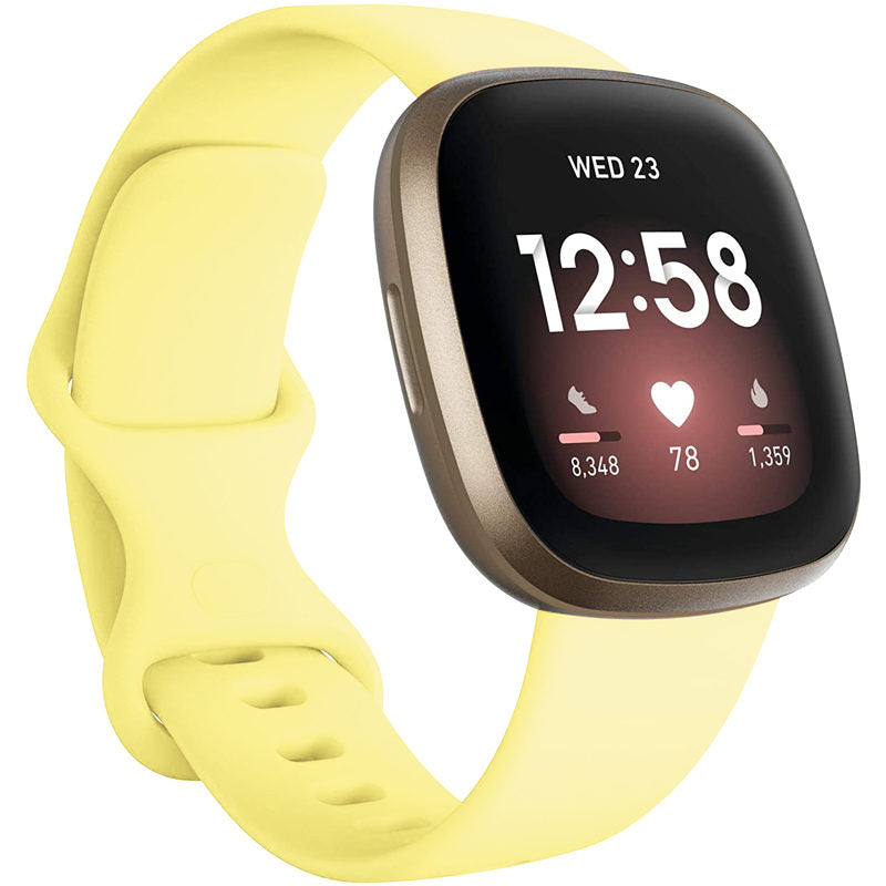 Soft Silicone Sport Replacement Strap For Fitbit Versa 3/Fitbit Sense Small Large-Yellow
