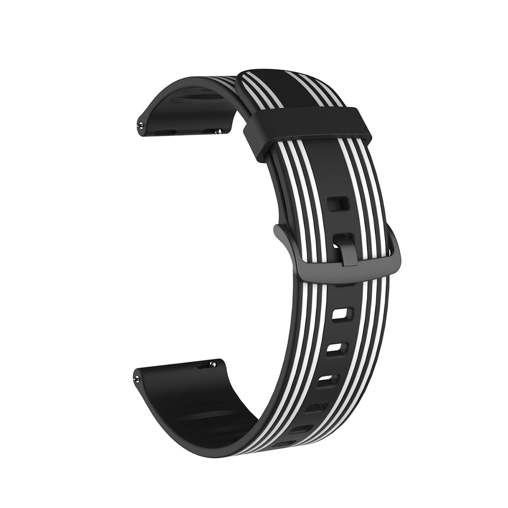 Silicone Band Striped Watch Band For Samsung Galaxy Watch 42/46mm Gear S3 Frontier/Classic(Black White)