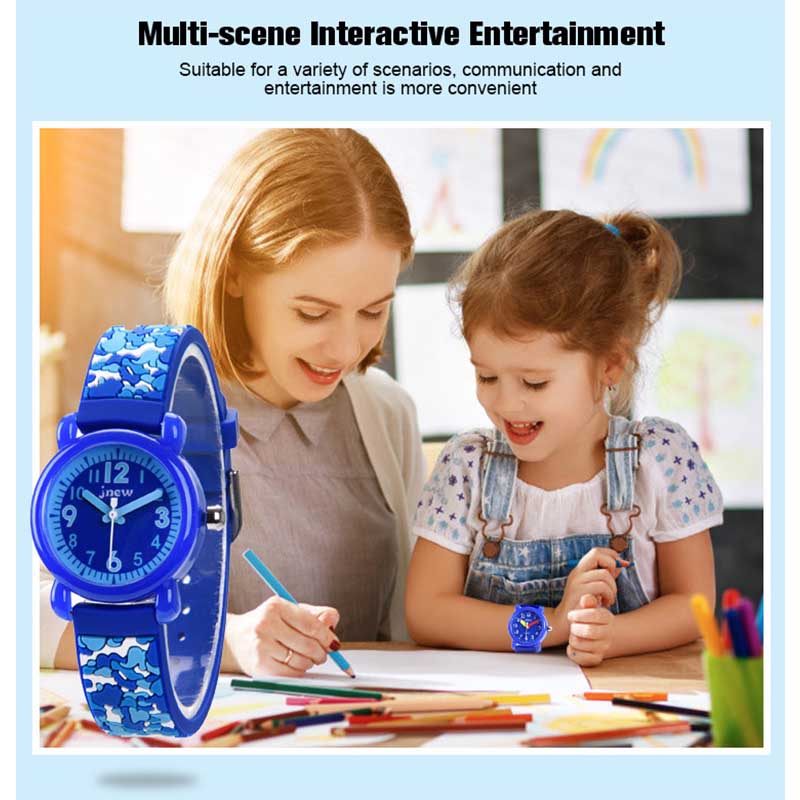 Kids Silicone Camouflage Watches 3D Cartoon Military Watches-Blue