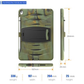 Shock Wave Kickstand Case Anti-Fall Protection With Pencil Holder For 10.5inch iPad Air3/iPad Pro10.5-Camouflage