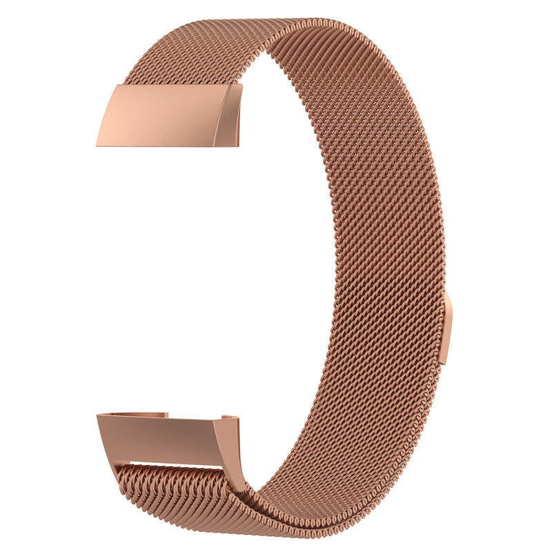 For Fitbit Charge 3 Wristband Milanese Replacement Stainless Steel Watch Band-Rose Gold