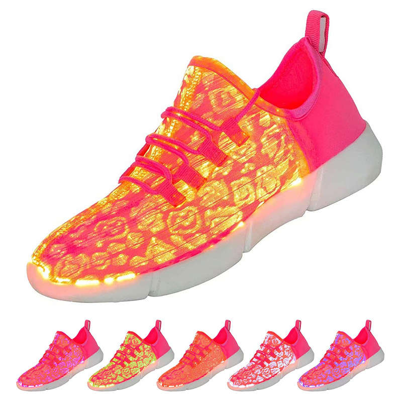 LED Fiber Optic Shoes Light up Sneakers for Women Men-Pink