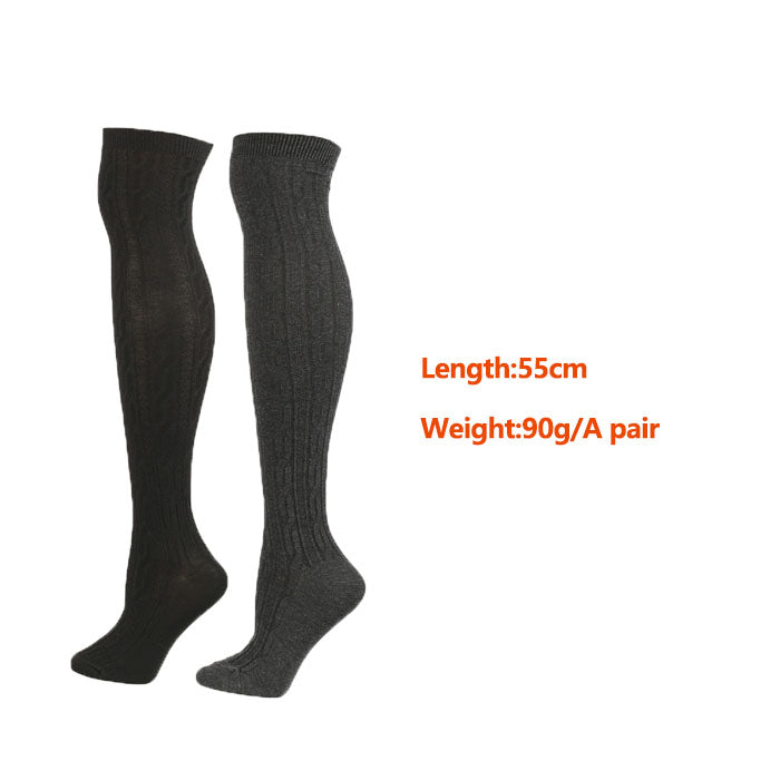 3Packs Women Extra Long High Socks Knit Warmers Thick Tall Long Boot Stockings Leg-BlackDarkGray