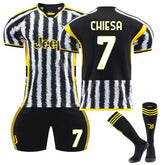 Juventus Home Jersey CHIESA #7 Soccer Jersey Kids Adult 3-Pieces Jersey Kits