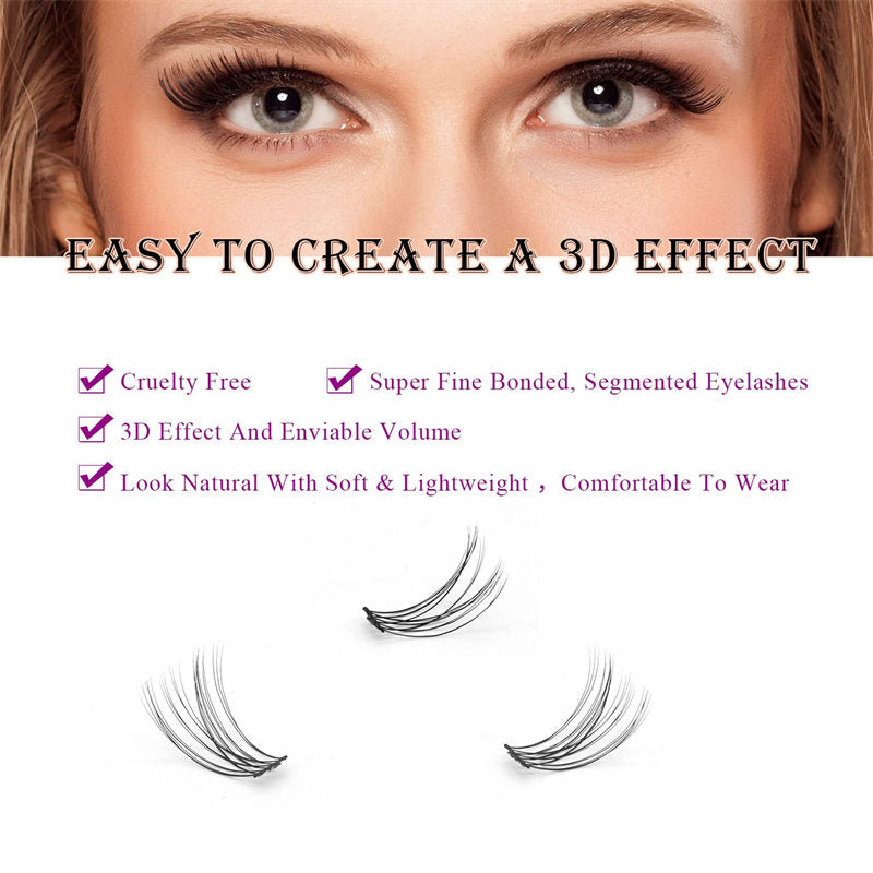 12 Clusters DIY Natural Eyelash Wispy Light 3D Effect Individual Lashes-W06