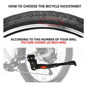 Adjustable Bike Kickstand Aluminum Rear Side Bicycle Stand for Bike 22inch-2inch-Black