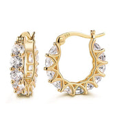 Zircon Lacework Small Hoop Earrings for Women Girls-Gold