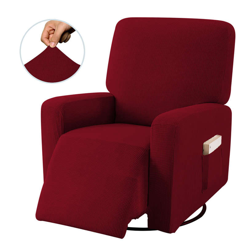 Recliner Stretch Sofa Slipcover Sofa Cover 4-Pieces Furniture Protector Couch Soft-Wine Red