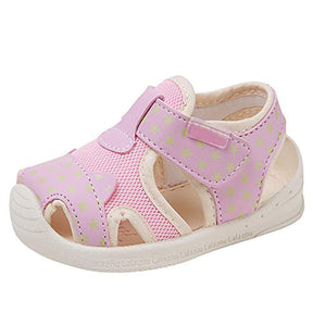 Baby Summer Sandals Mesh Rubbler Sole Outdoor Breathable Closed-Toe for Boys Girls-Pink