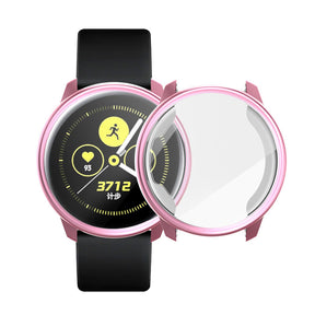 TPU Soft Slim Plating Full-Around Protective Watch Case Cover For Samsung Active-Pink