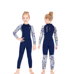 Adore Kids Wetsuit 2.5mm Warm One-piece Long-sleeved Thickened Wetsuit For Big Kids -M150557K-Navy