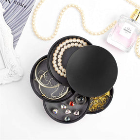 Home & LivingJewelry Storage Box 4-Layer Rotatable Jewelry Accessory Organizer Tray with Lid for Rings Bracelets -Black