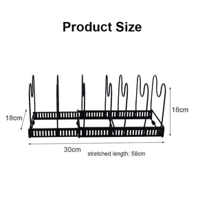 Expandable Pot Organizer Rack 10 Dividers Adjustable for Kitchen-Black