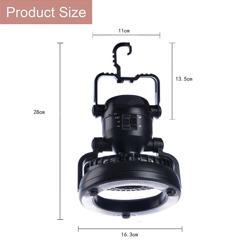 2-in-1 Portable 18 LED Camping Lantern with Ceiling Fan