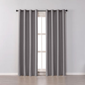2 Panels Solid Color Blackout Curtains for Living Room-DarkGrey
